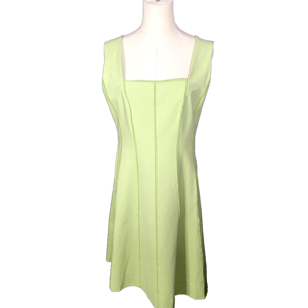 Lafayette 148 Lime Green A Line Midi Dress Lined Structured
